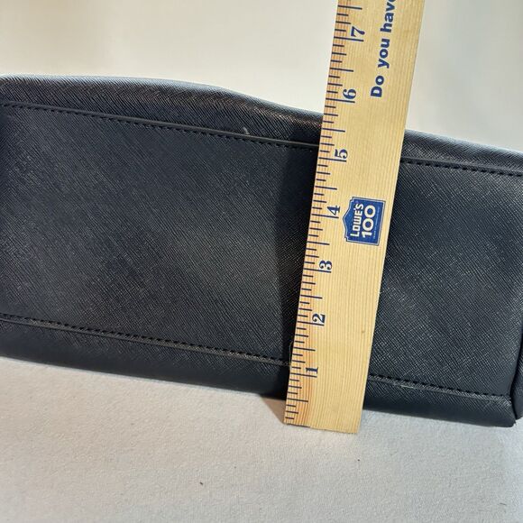 GUESS Black Double Handle Satchel Chain Straps Shoulder bag 3 Compartment Purse - Picture 10 of 11